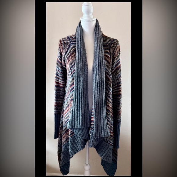i jeans by Buffalo Sweaters - I Jeans By Buffalo Gray Multicolored Striped Open Front Cardigan Sweater Medium